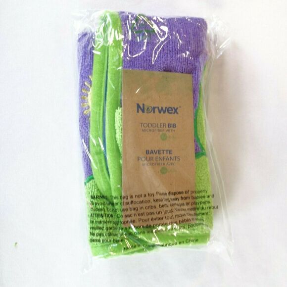 New Norwex Baby Bib Purple Tree Giraffe Monkey Washcloth Microfiber with Baclock - Picture 9 of 9